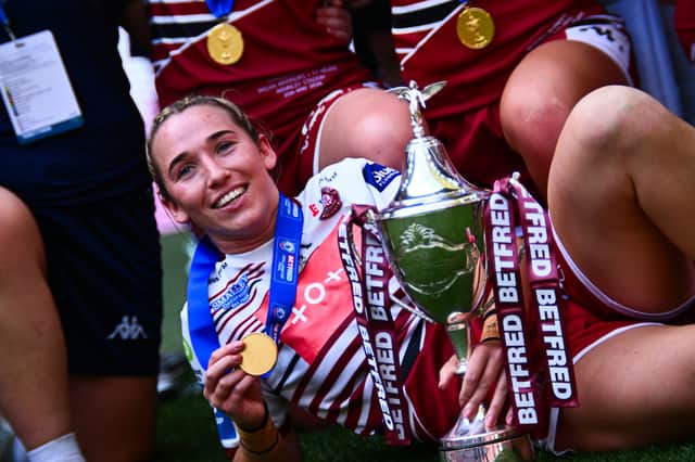 Georgia Wilson all smiles after leading Wigan Warriors to Challenge Cup glory at Wembley