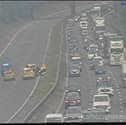 Police at the scene of the incident on the M6 between J27 for Standish and J28 for Leyland this afternoon (Friday, June 5)