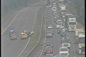 Police at the scene of the incident on the M6 between J27 for Standish and J28 for Leyland this afternoon (Friday, June 5)