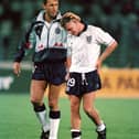 Terry Butcher consoles Paul Gascoigne after England's defeat to West Germany in the 1990 World Cup semi-final