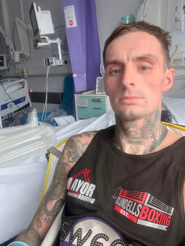 Sam in the hospital recovering