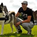 Anthony Turner, from Leigh, with Jess at a dog show in aid of Wigan and Leigh Hospice
