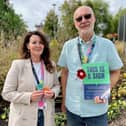 Coun Keith Cunliffe and director of public health Rachael Musgrave with Flowers of Hope