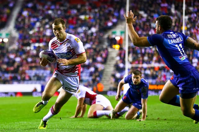 Iain Thornley in action for Wigan Warriors in 2014