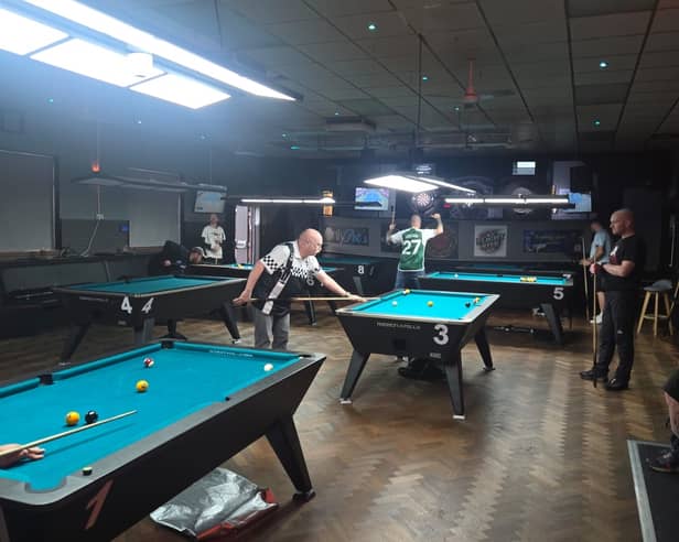 Pool hall in action 