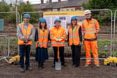 Left to right: Simon Elliott, Rail Network director at TfGM; Coun Nazia Rehman, leader of Wigan Counci; Bev Craig, Mayor of Greater Manchester; Tricia Williams, managing director of Northern; Jamie Rothwell, transportation managing director of J Murphy and Sons