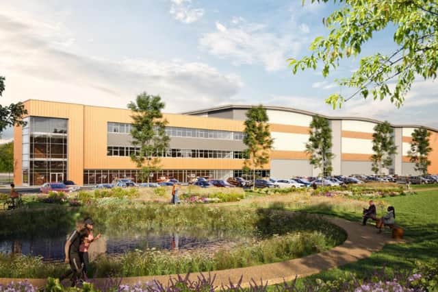 CGI of the proposed Haydock Point scheme, viewed from the A580