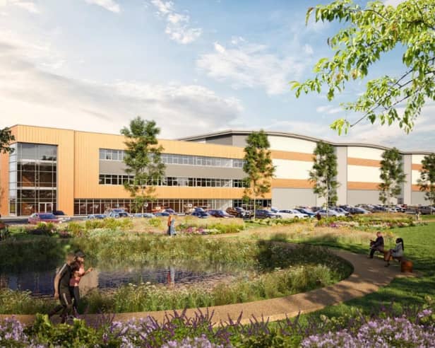 CGI of the proposed Haydock Point scheme, viewed from the A580