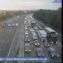 The M6 was closed northbound between junctions 32 and 33 after a lorry reportedly crashed into the back of a van