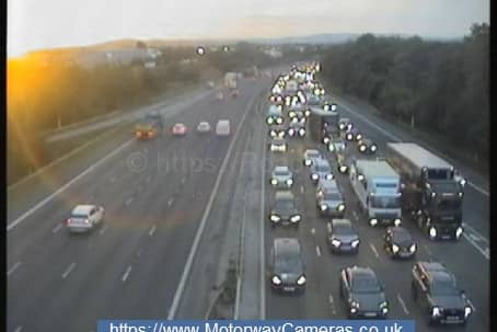 The M6 was closed northbound between junctions 32 and 33 after a lorry reportedly crashed into the back of a van