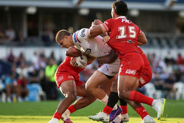 Sam Walters in action on his England debut against Tonga