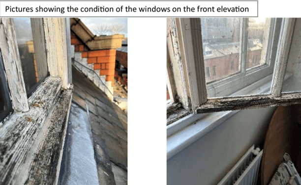 Window damage in the church