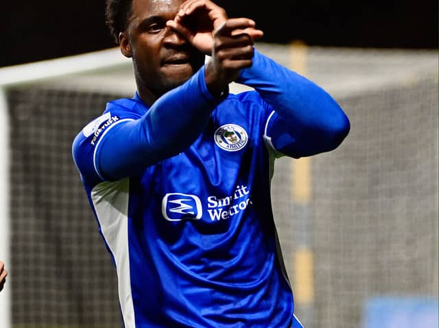 Christian Saydee celebrates his goal against Oxford