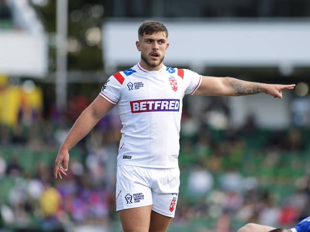 Wigan star Brad O'Neill in action for England