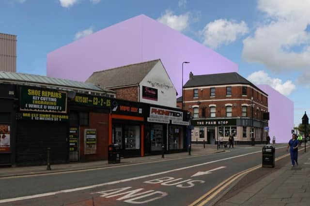 A view from Mesnes Street as to how the structure would fit into Fettlers using CGI imaging