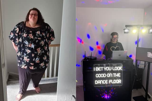 Laura before her weight loss and after whilst DJing