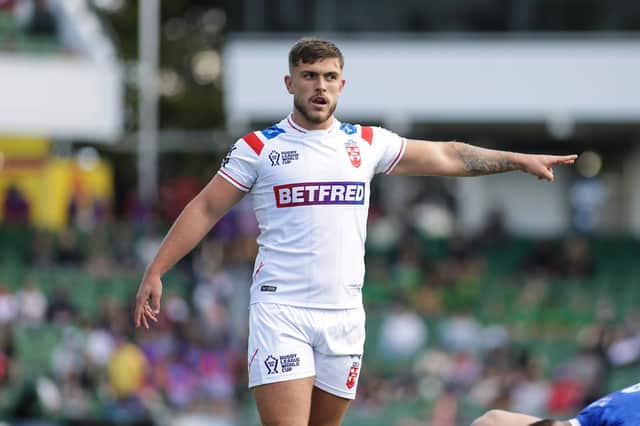 Wigan Warriors star Brad O'Neill in action for England
