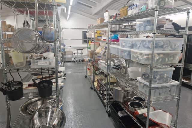 The kitchen is stocked with every possible baking utensil