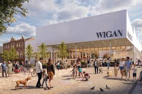 Wigan Council’s image of the new market. Where has the pavilion gone? And no Fettlers name either? 