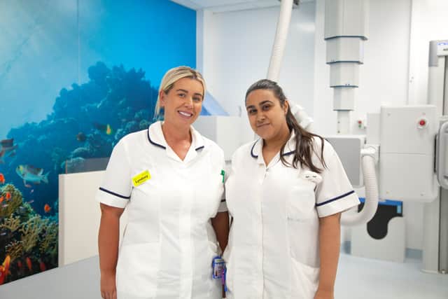 Radiographers Lyndsey Unsworth and Tasneem Mulla