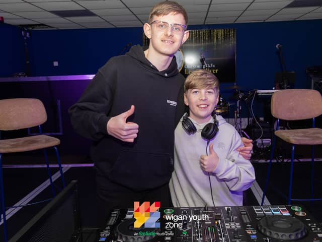 Leo (left) and Oliver (right) DJing at Wigan Youth Zone Annual Ball 2026