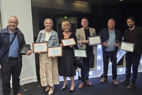 Wigan business owners Antony Grace from ASH Integrated Services, Jo Leigh and Nichola Howard from Launch NW with Scott and David Rothwell and Darren Stansfield from DASCO Construction.