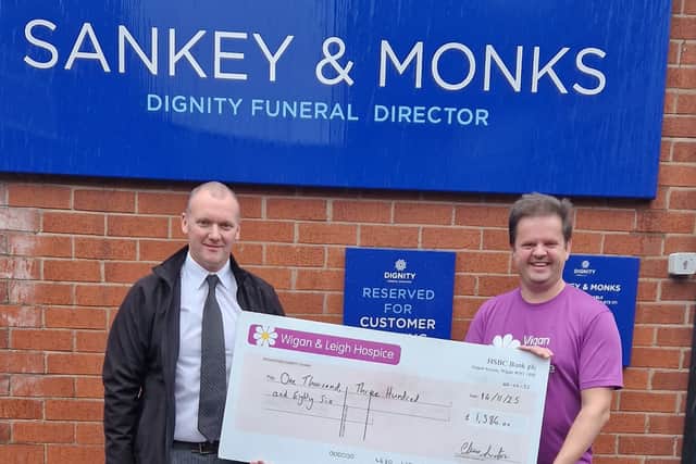 Paul Sargent and Chris Swinton, head of fundraising for the hospice