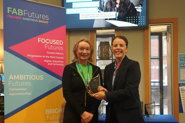 Yvonne Hughes, Wigan Borough Federated Healthcare with Wigan and Leigh College Principal, Anna Dawe OBE 