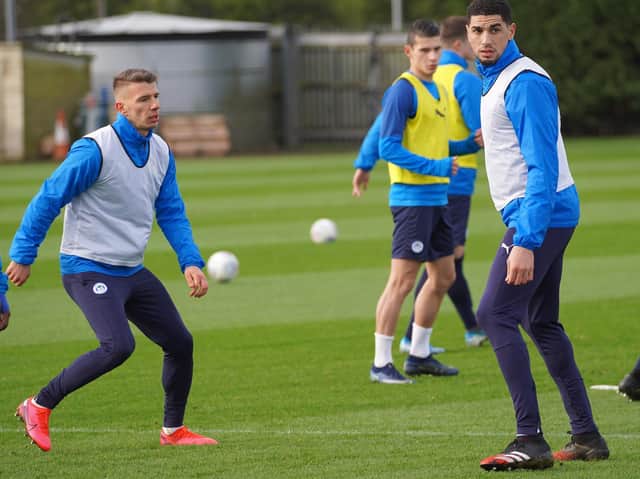 Latics three new signings Jan Mlakar, Alex Dobre and Leon Balogun training at Euxton this week