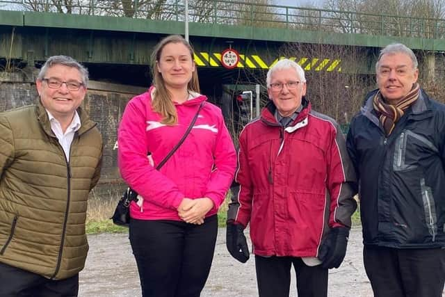 Laura Flynn, Wigan Labours community officer, with councillors Chris Ready, John Hilton and Ron Conway