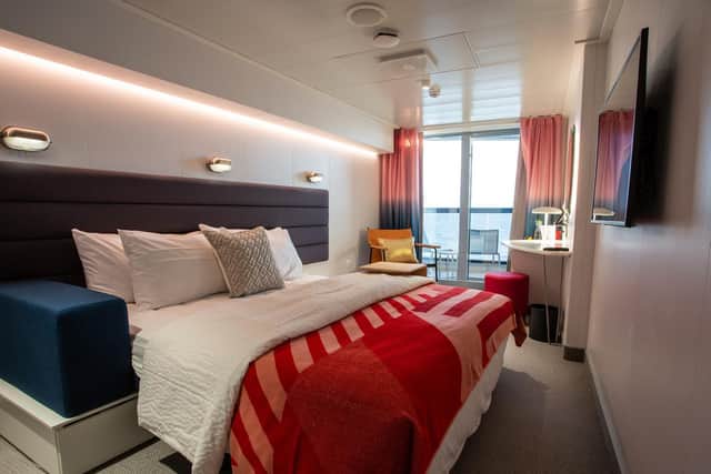 A room on the new Virgin Voyages ship Scarlet Lady