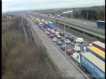 The crash is leading to severe congestion on the M6 northbound
