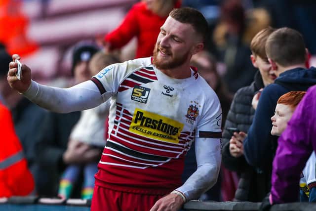 Jackson Hastings takes a selfie for a young fan. Picture: SWPix