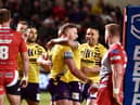 Jackson Hastings is congratulated on his try against his former club