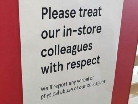 The sign in the Tesco store