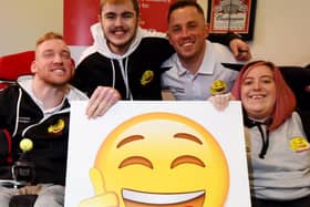 Haydn Smith, Kurt Watson, Alex Winstanley and Ellie Greenawary, members of Happy Smiles CIC, a Wigan-based disability awareness group, who have been nominated for a National Diversity Award