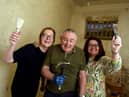 From left: Maureen with volunteers Colin Crosby and Sam Tomlinson