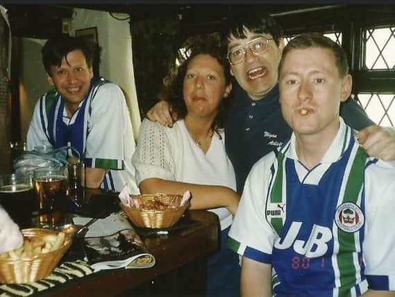 Chris Coffey (far left), with Julie Wimsey, Jeff Rourke and Mick Wimsey in Torquay in 1997