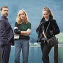 Dan (MARTIN COMPSTON), Emily (SOPHIE RUNDLE), and Kaya (MIRREN MACK) in new BBC thriller The Nest