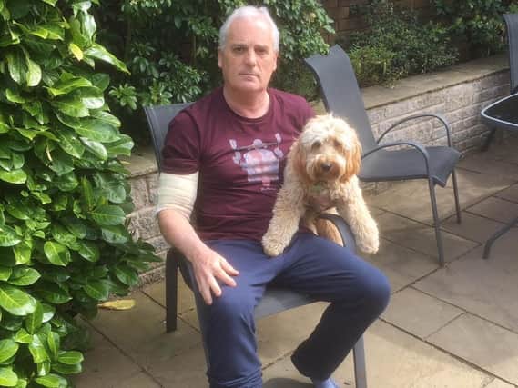 Barry Frost with his dog Maisy after the attack
