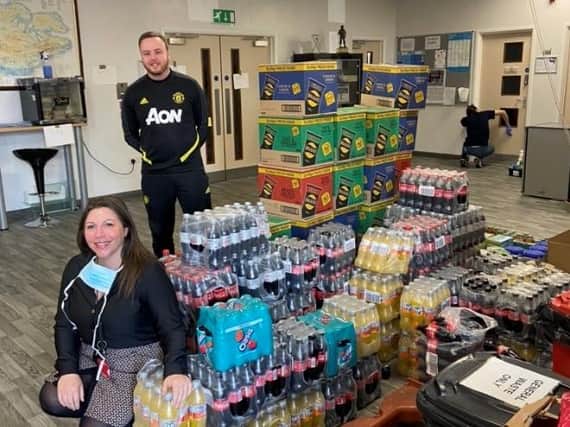 The van full of food and drink being dropped off at Wigan Borough's Armed Forces Hub