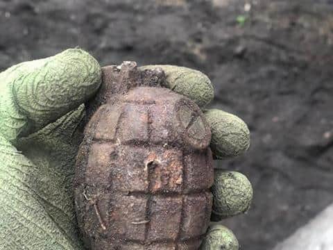 The Second World War grenade found in the garden of Jennie Cleary and Jonny Ashall's home.