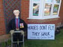 Scarecrow of Captain Tom Moore, made by Fran Halliwell