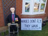 Scarecrow of Captain Tom Moore, made by Fran Halliwell