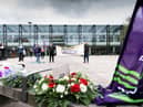 The ceremony for International Workers' Memorial Day in Wigan town centre