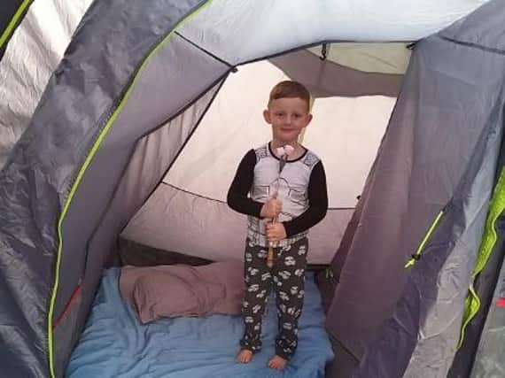 Archie in his tent
