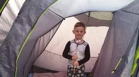 Archie in his tent