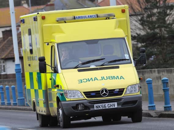 The woman was taken to hospital in Warrington by ambulance