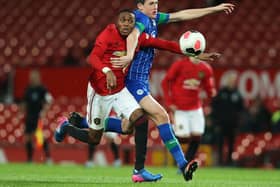 James Carragher in action during the FA Youth Cup tie against Manchester United