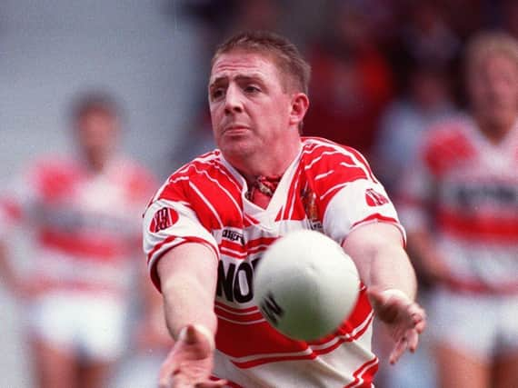 Scrum-half Andy Gregory in action for Wigan